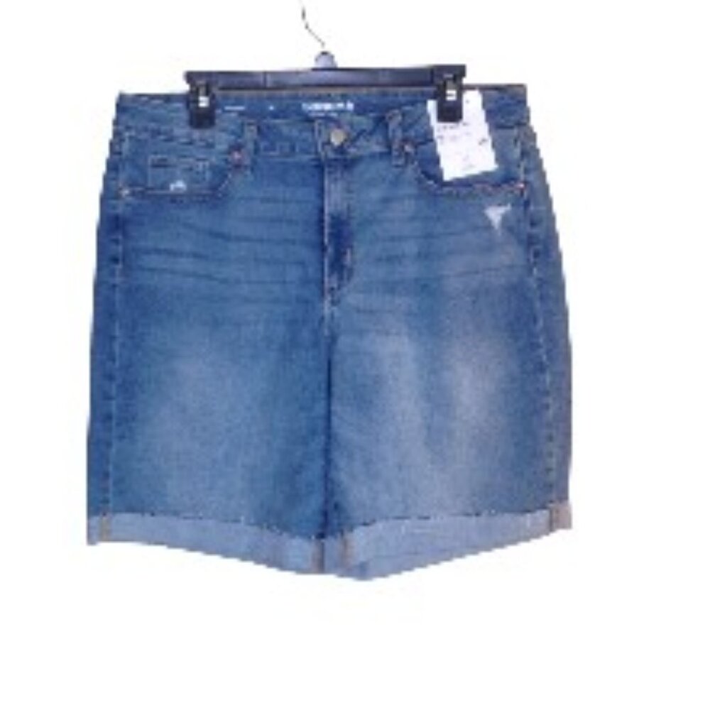 Sonoma High Rise Bermuda Shorts Raw Hem Blue 16 NWT